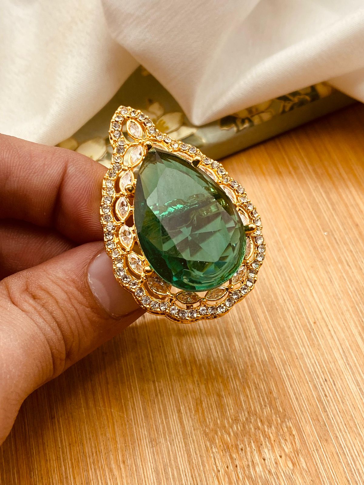 Egyptian Big size Adjustable Ring-2415- D Doublet Stone