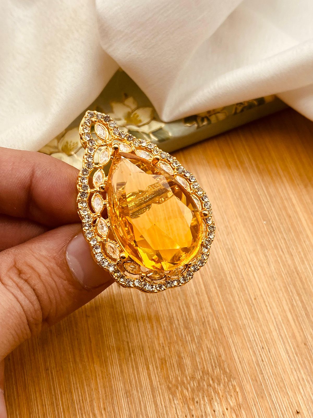Egyptian Big size Adjustable Ring-2415- D Doublet Stone