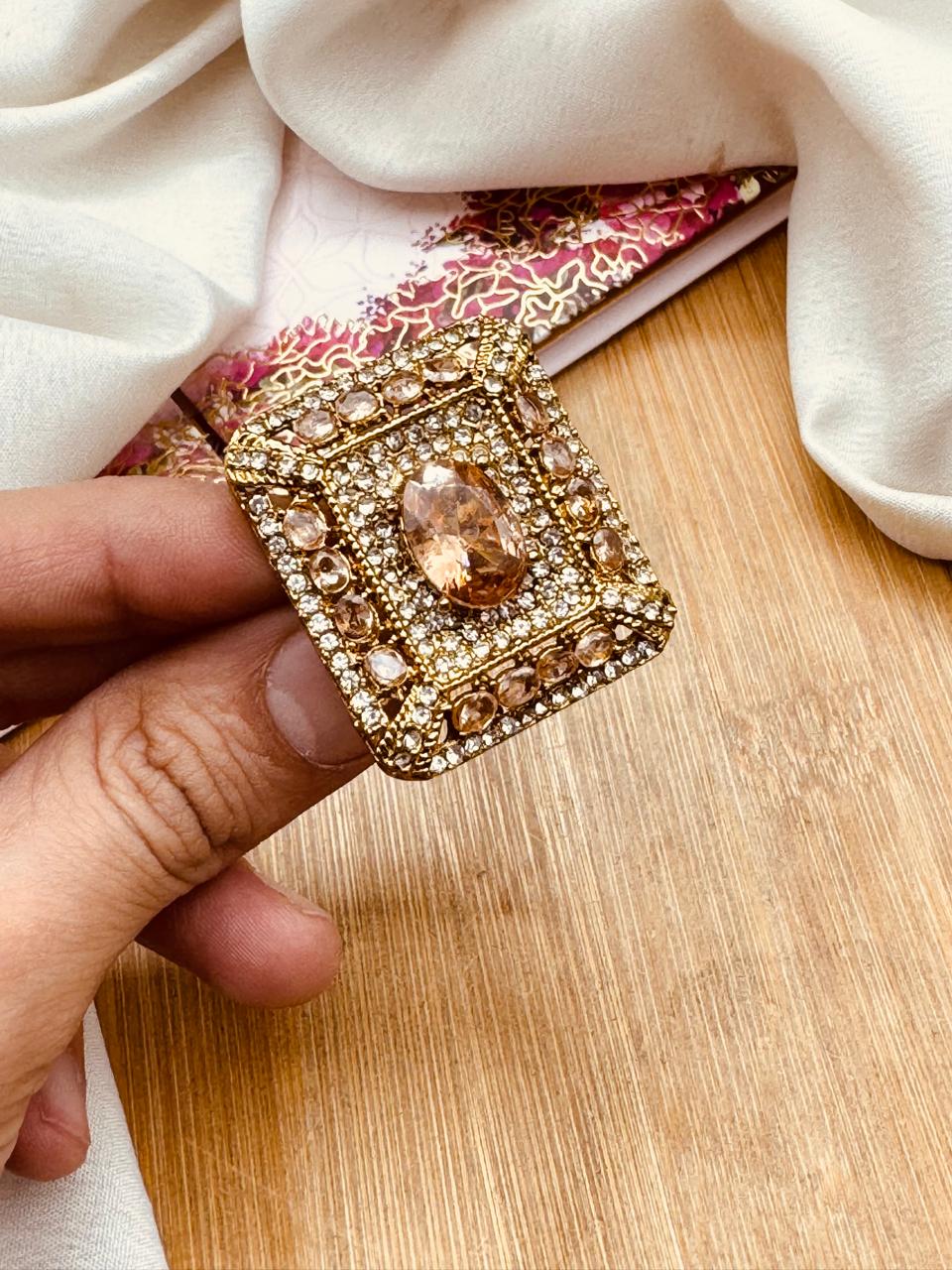 Turkish Square Adjustable Ring R-419