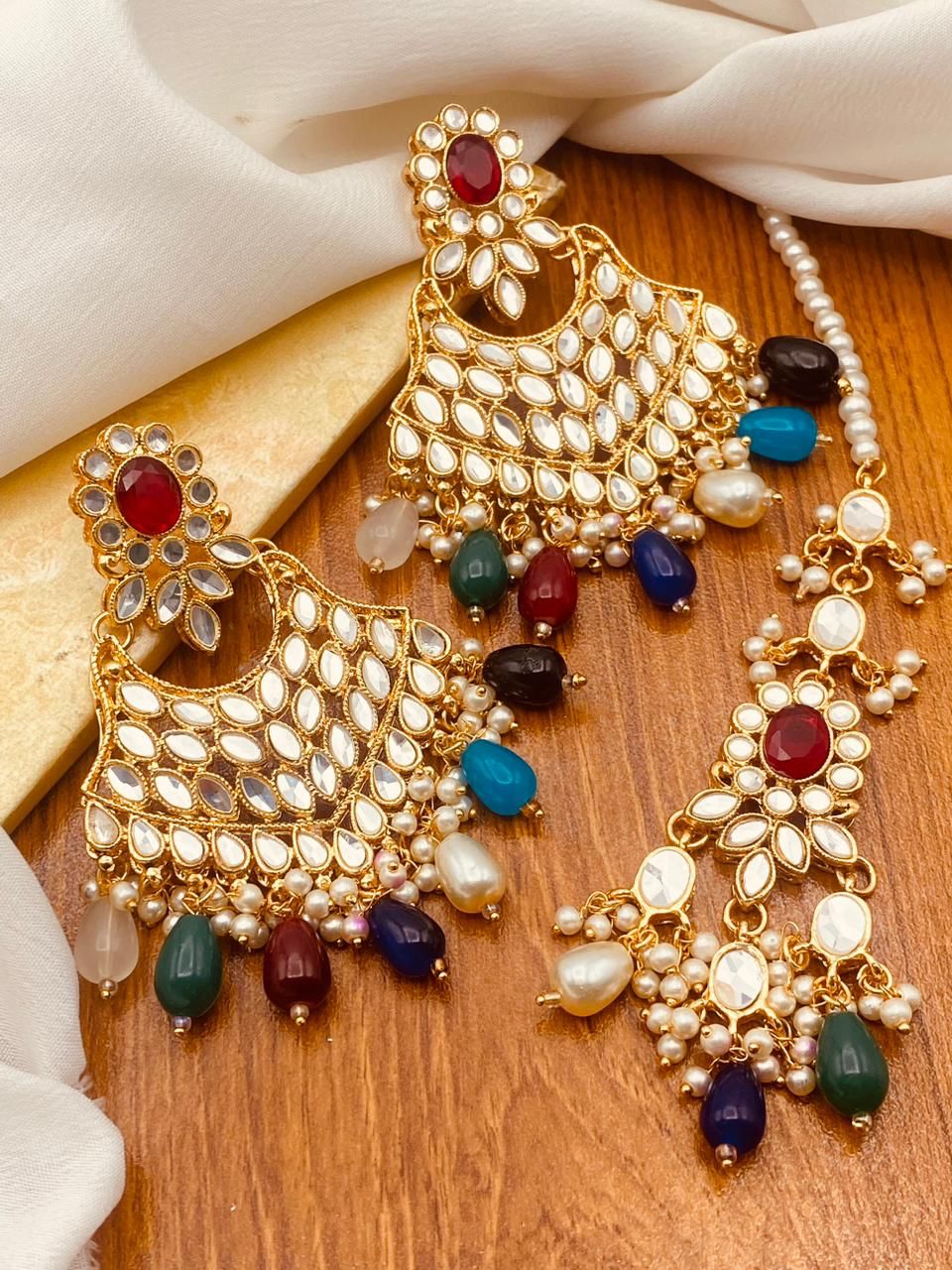 Kundan Mirror Bunda Tikka Set