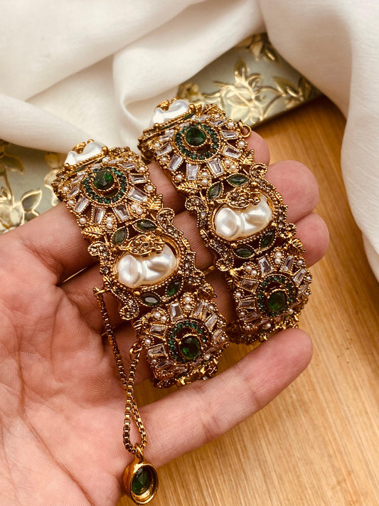 Turkish Mother Pearl openable Bangles (pair)-2780 Nayab Jewellery