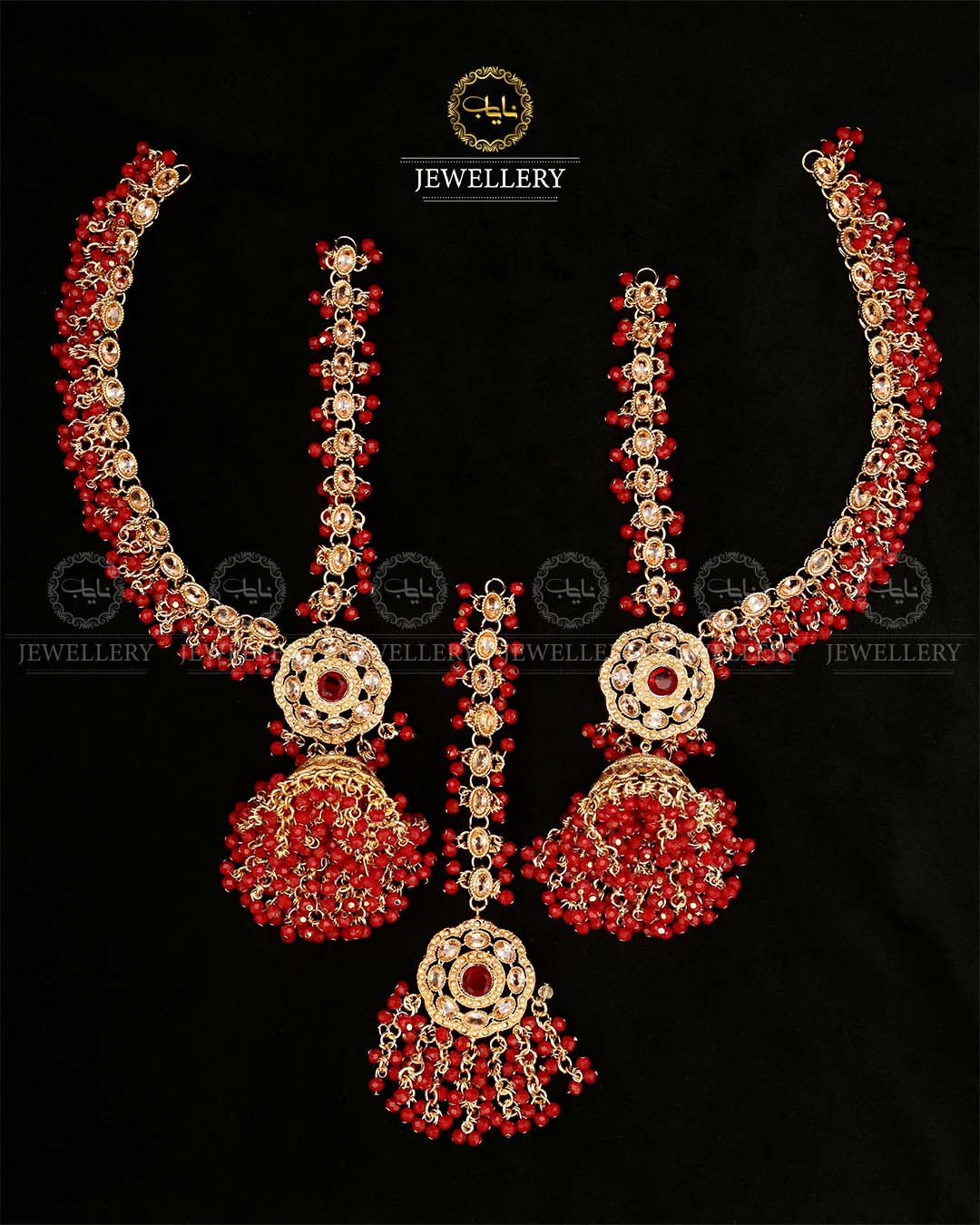 Bahubali Zarcon Earrings with Tika-2898