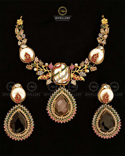 Turkish Mother Pearl Necklace set-2871