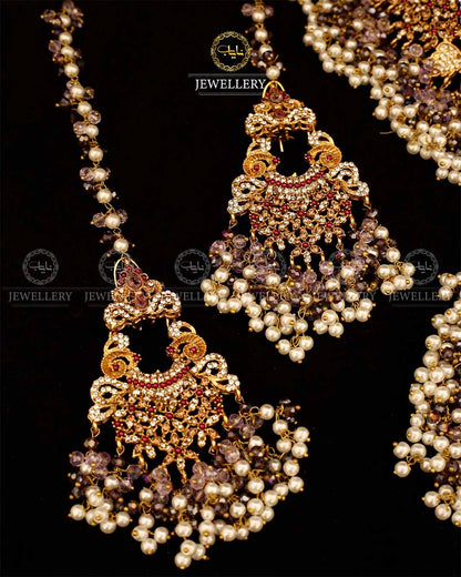 Gold plated Real stone Bridal set-2932