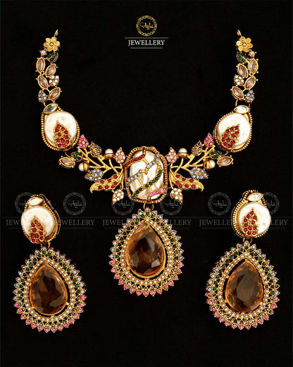 Turkish Mother Pearl Necklace set-2871
