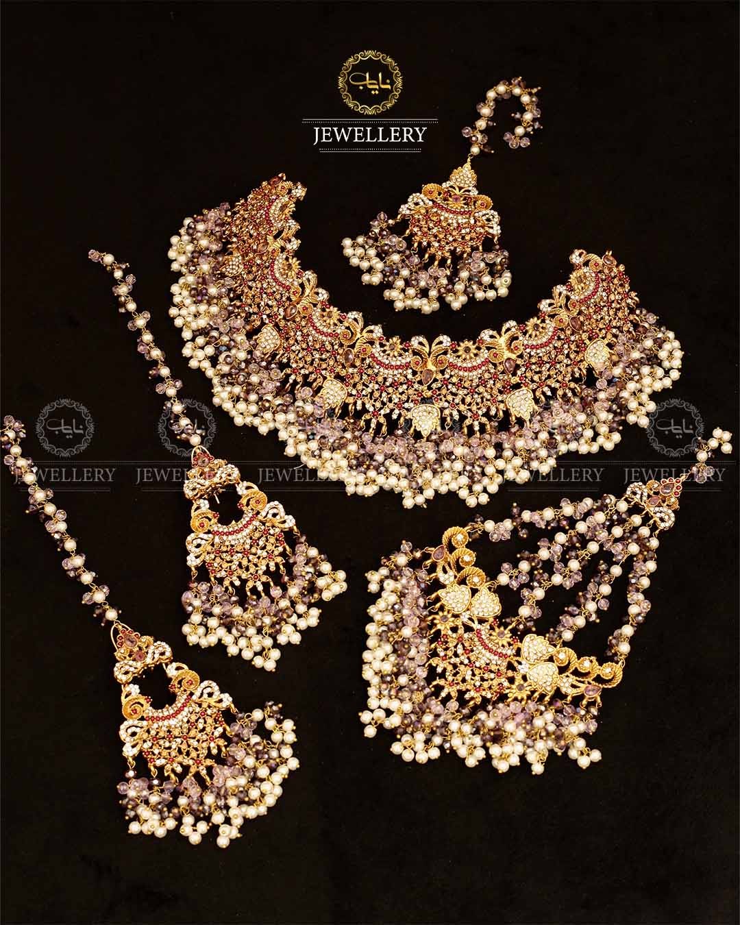 Gold plated Real stone Bridal set-2932