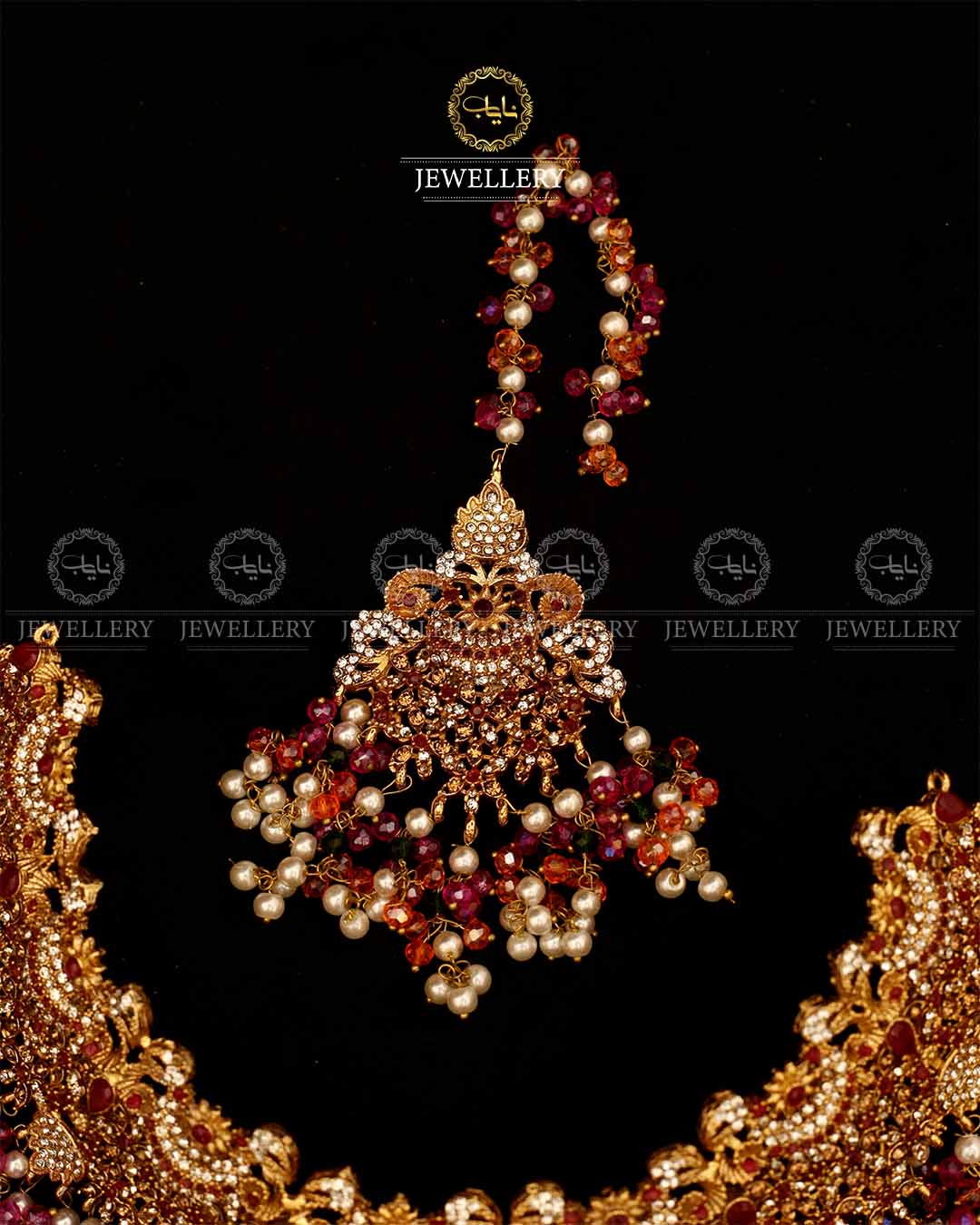 Gold plated Real stone Bridal set-2932