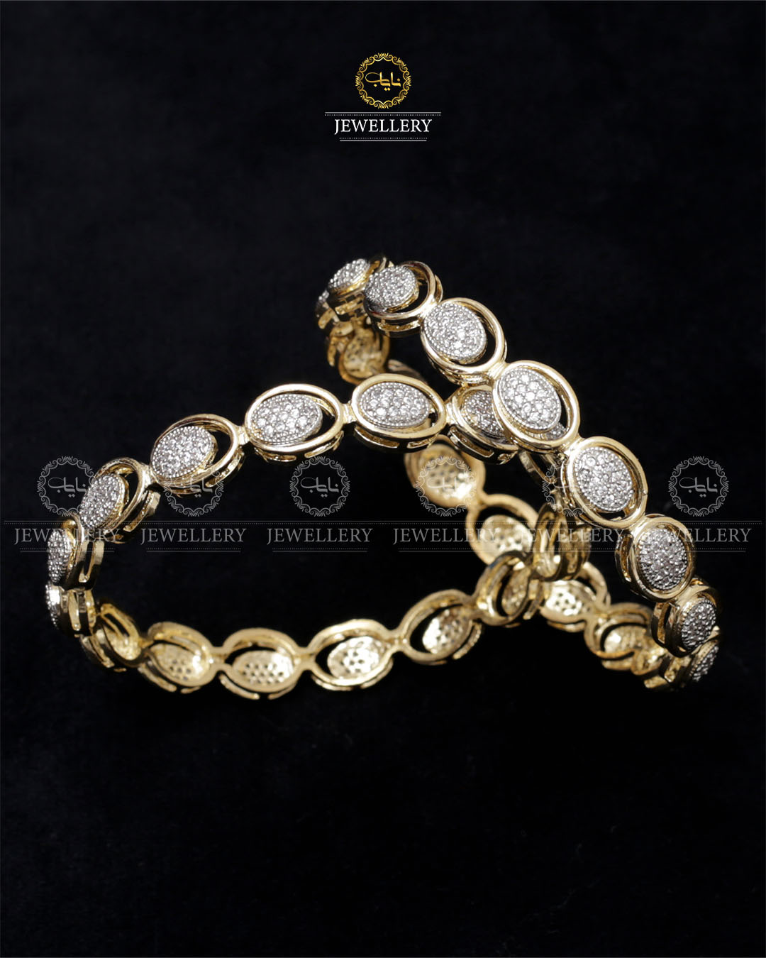 American dimond jarao Bangles (pair)-2453 Nayab Jewellery