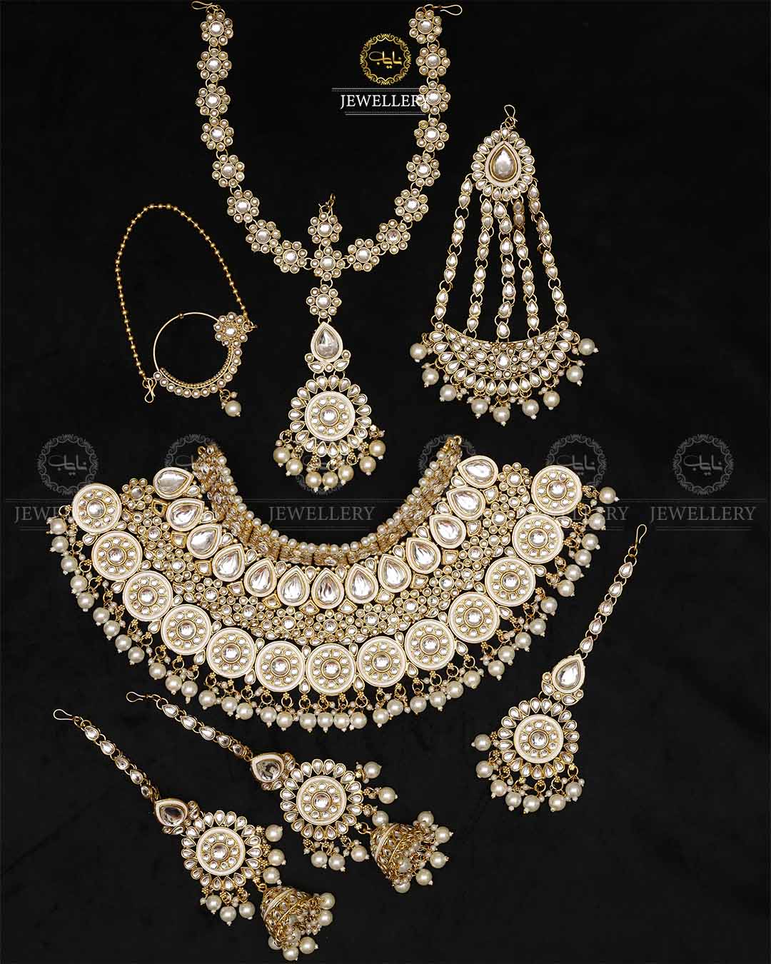 Indian Dubi Kundan 7 pcs Birdal Set-2719 Nayab Jewellery