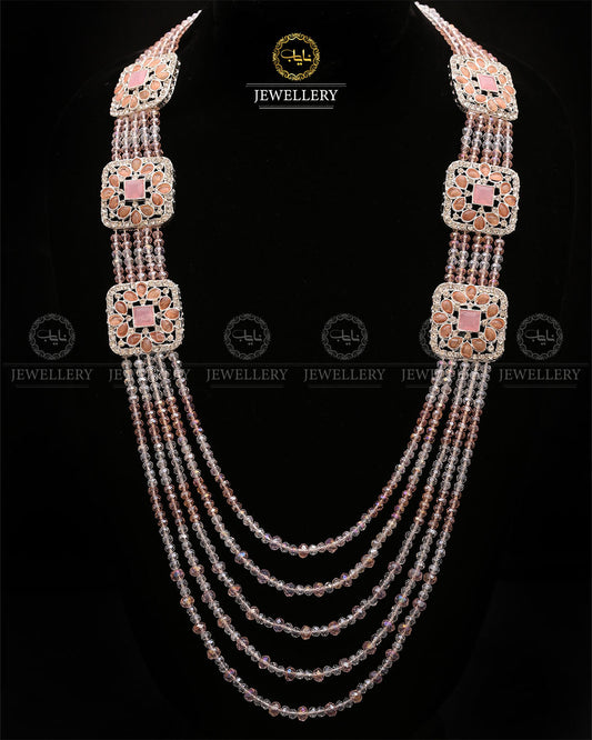 Bridal Broch Mala (with out Earrings)-2732-Silver Nayab Jewellery