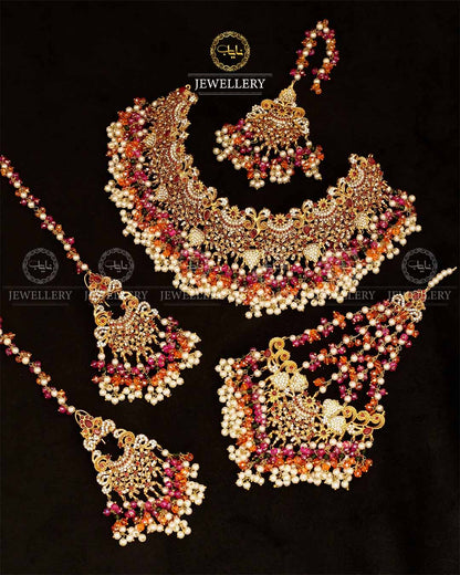 Gold plated Real stone Bridal set-2932