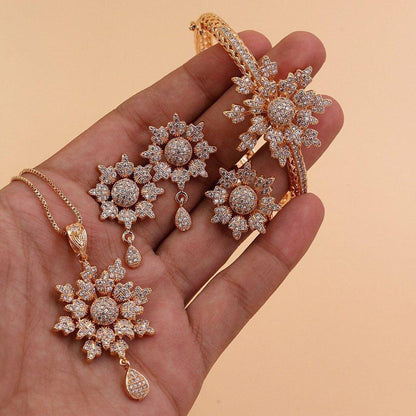 China Gold Flower Locket 5 pcs Combo Set NJ-1566 Nayab Jewellery