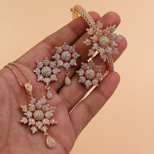 China Gold Flower Locket 5 pcs Combo Set NJ-1566 Nayab Jewellery