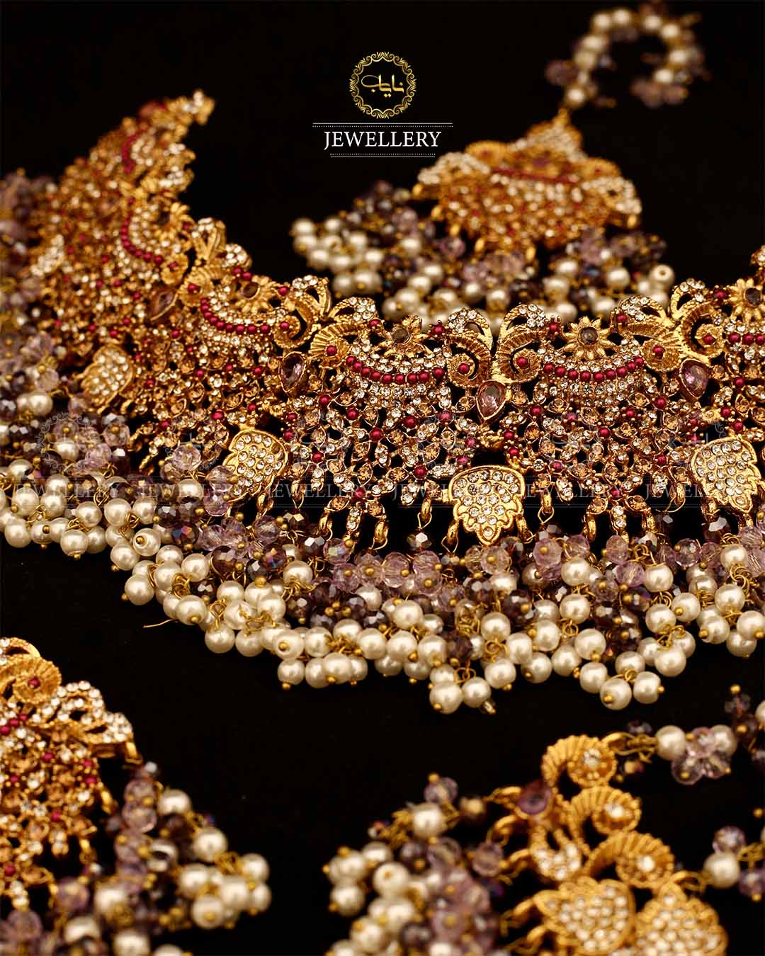 Gold plated Real stone Bridal set-2932