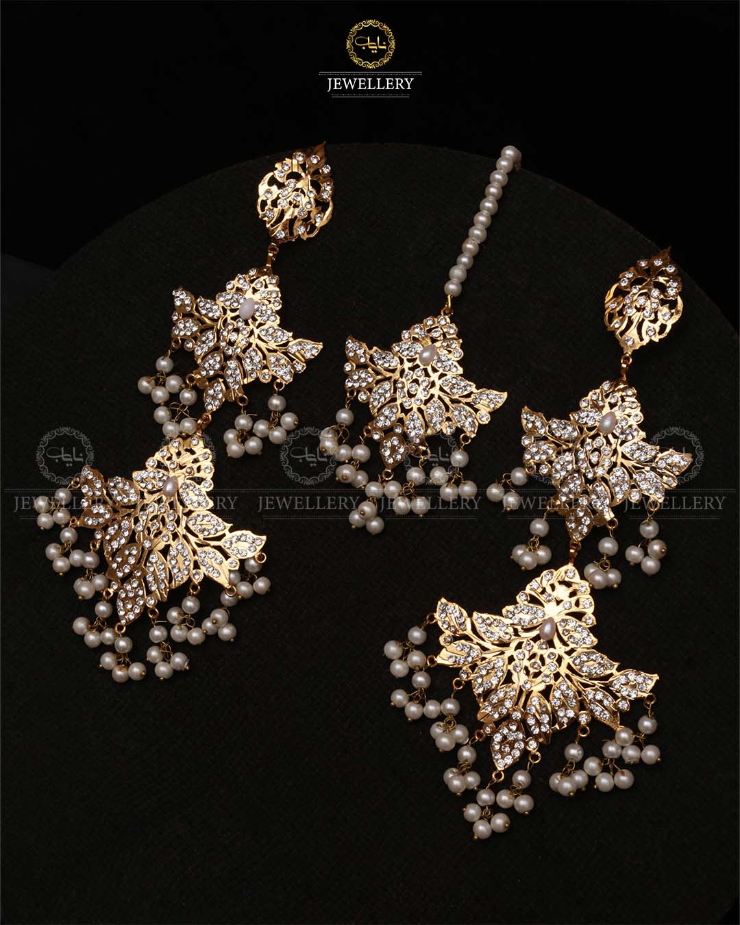 Hyedrabadi Flower Long Earrings with Tika-2440 Nayab Jewellery