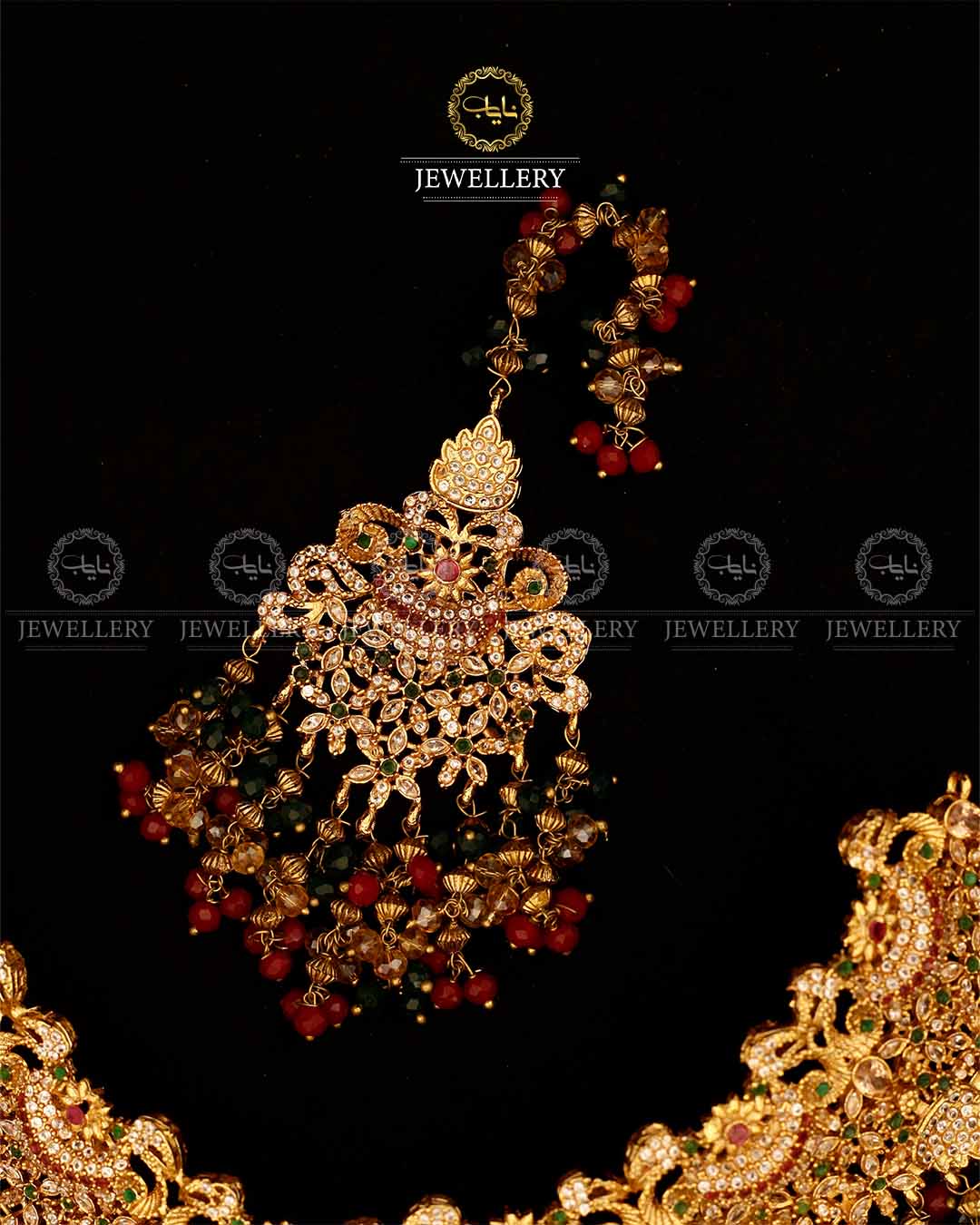 Gold plated Real stone Bridal set-2933