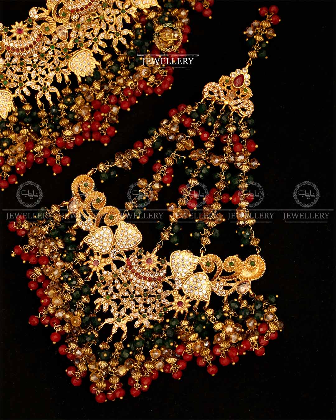 Gold plated Real stone Bridal set-2933