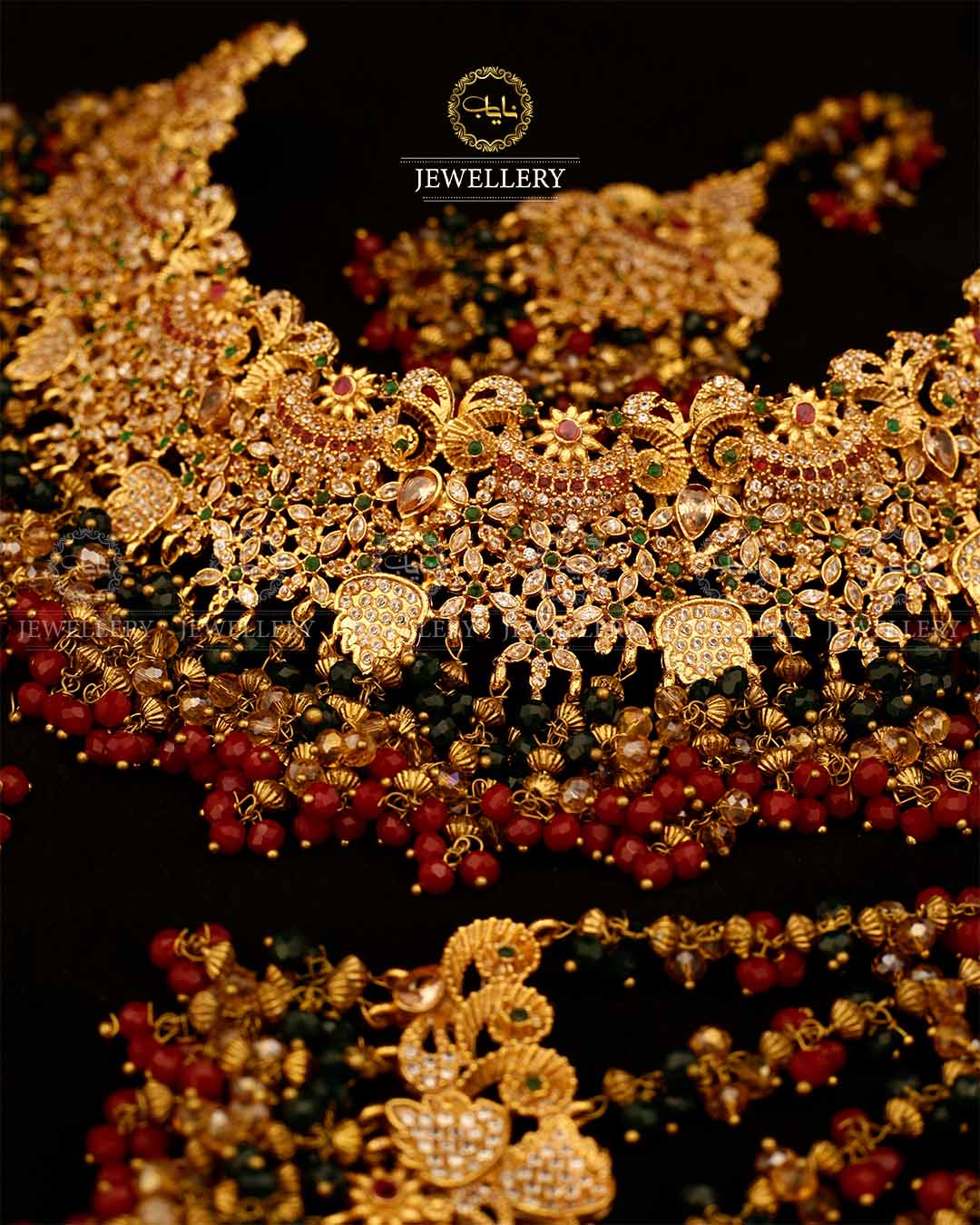 Gold plated Real stone Bridal set-2933