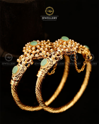 Madrasi Flower openable Bangles (pair)-2929