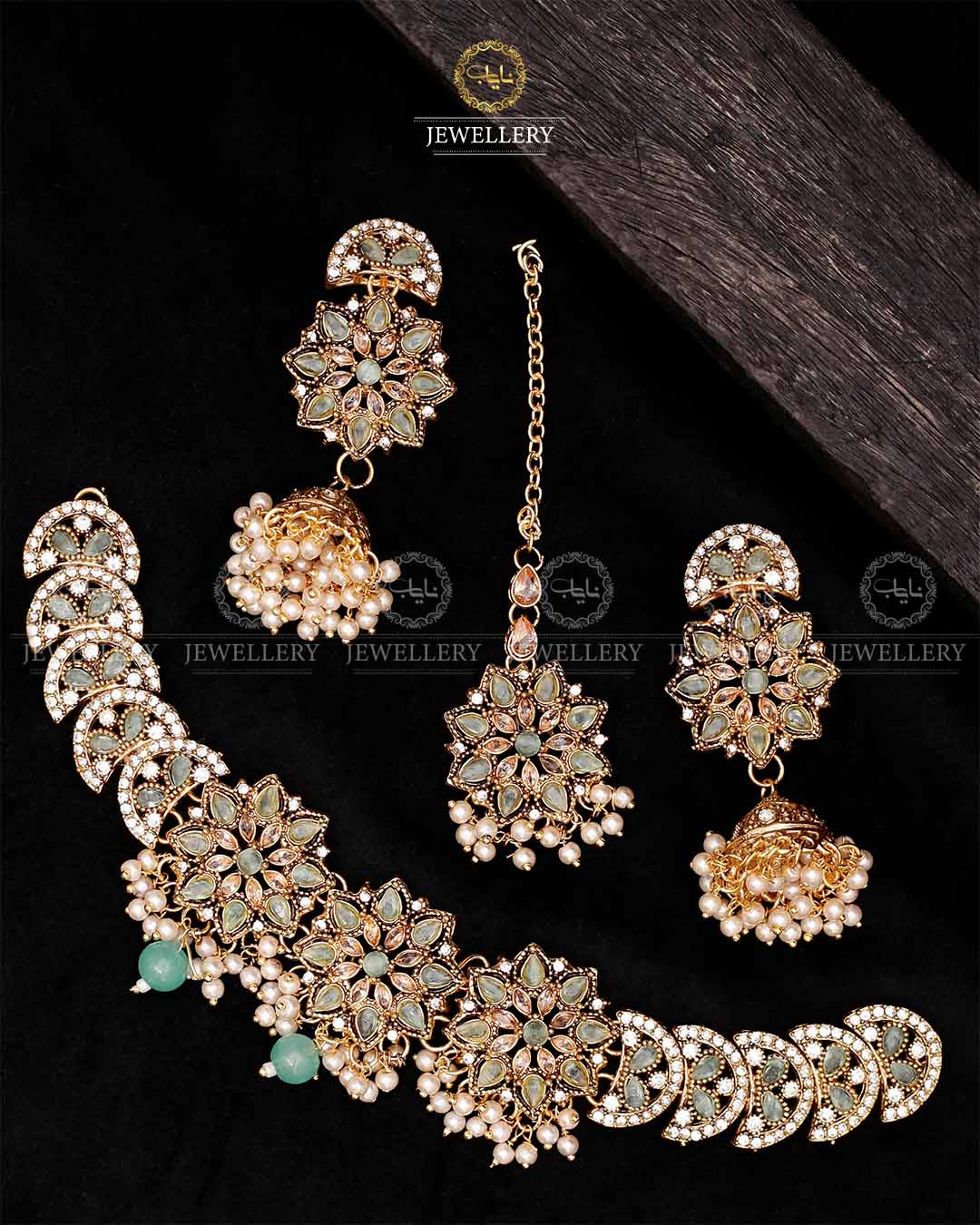 Star Necklace set-2560-Golden Nayab Jewellery