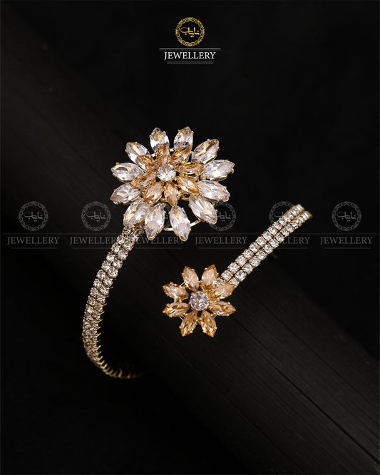 Zirconia Flower Free size Flexible Bracelet-2738 Nayab Jewellery