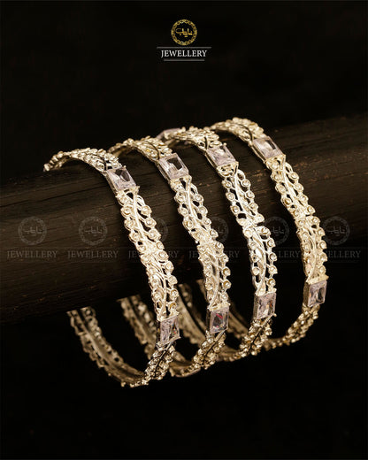 Fancy 4 pcs Bangles-2890-Silver