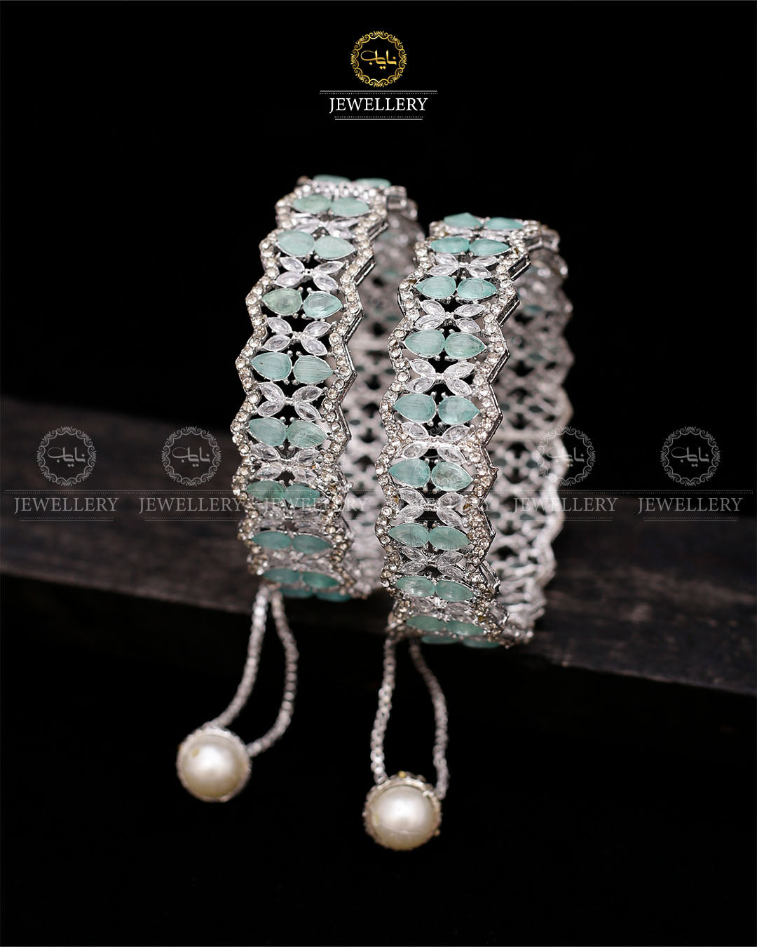 Zirconia accent  openable bangles-2593-Silver Nayab Jewellery