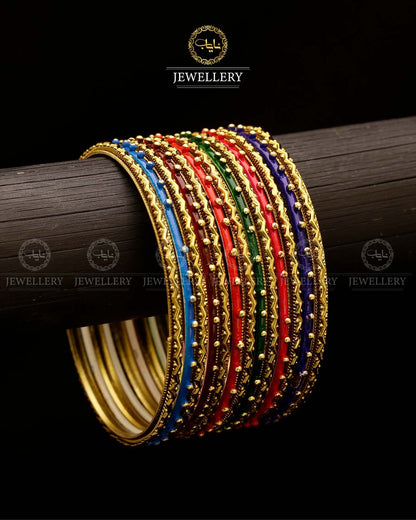 Multi Colors Bangles set Silver-2815