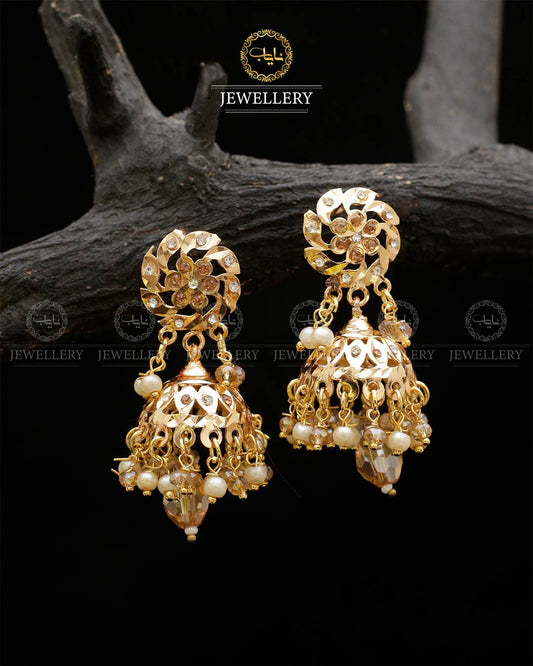 Gold plated Hyedrabadi Jhumki E-3042