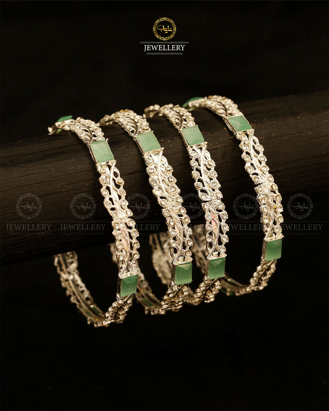 Fancy 4 pcs Bangles-2890-Silver