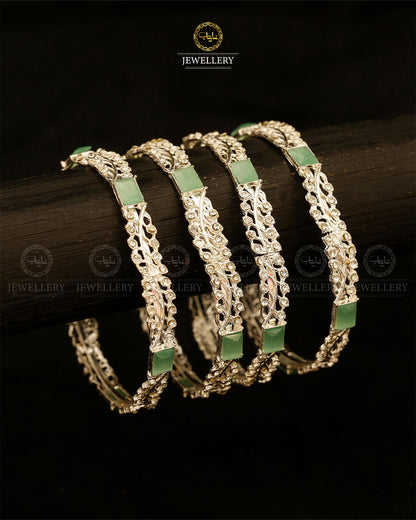 Fancy 4 pcs Bangles-2890-Silver