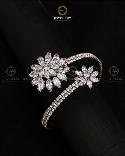 Zirconia Flower Free size Flexible Bracelet-2738 Nayab Jewellery
