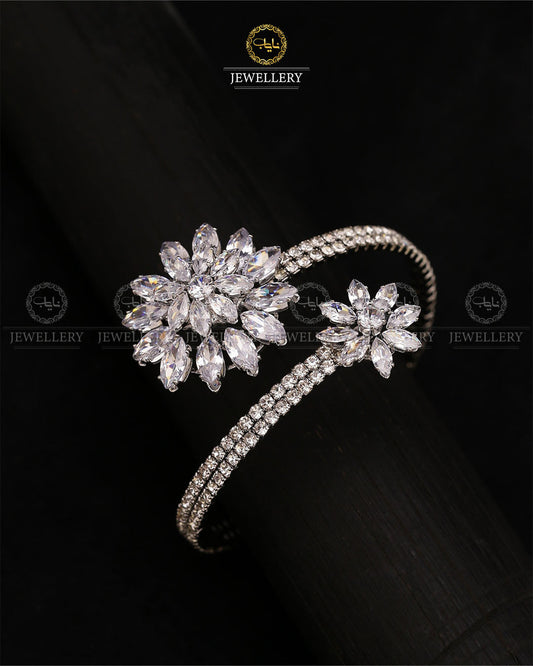 Zirconia Flower Free size Flexible Bracelet-2738 Nayab Jewellery