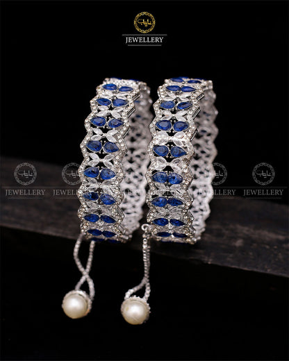 Zirconia accent  openable bangles-2593-Silver Nayab Jewellery