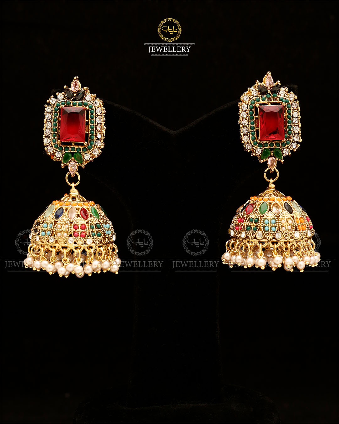 Zarcon Saqure Stone Jhumka-2861-Golden