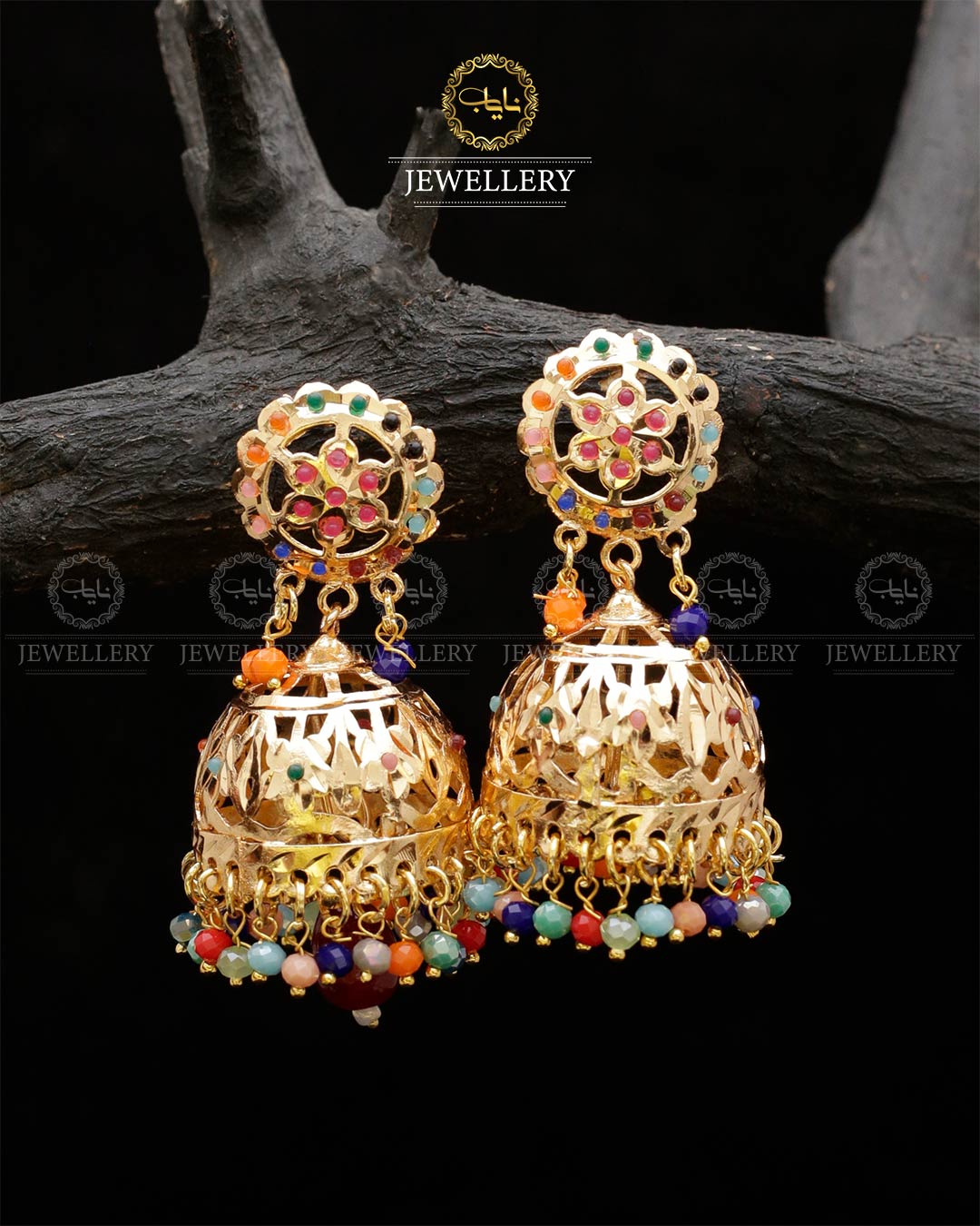 Gold plated Hyedrabadi Jhumka E-3043