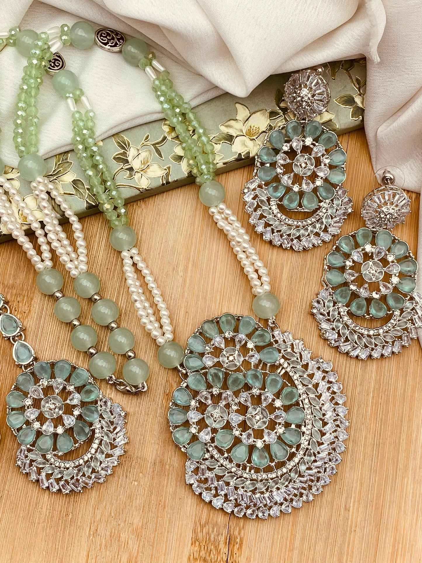 Bloom Zarcon Mala set-2485-Silver Nayab Jewellery