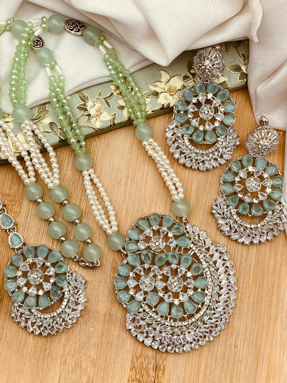 Bloom Zarcon Mala set-2485-Silver Nayab Jewellery