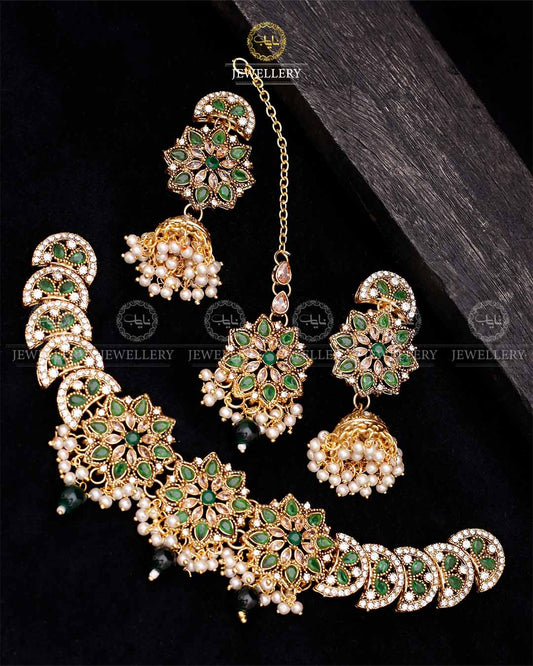 Star Necklace set-2560-Golden Nayab Jewellery