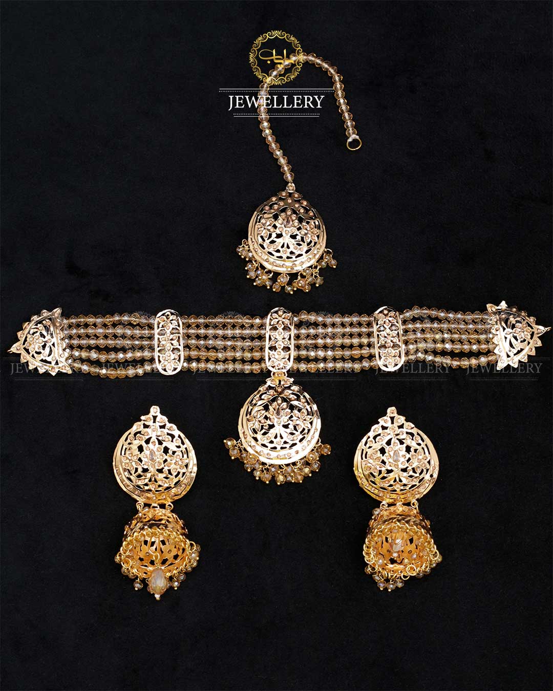 Gold plated Hyedrabadi Chokar with Jhumki Tika-2794