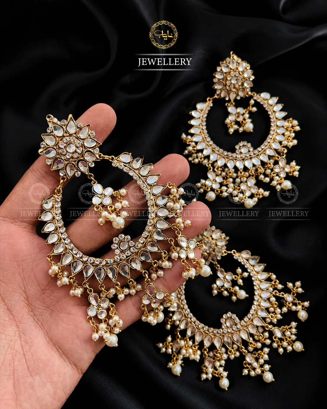 Big size Kundan Baali Tika set-2790