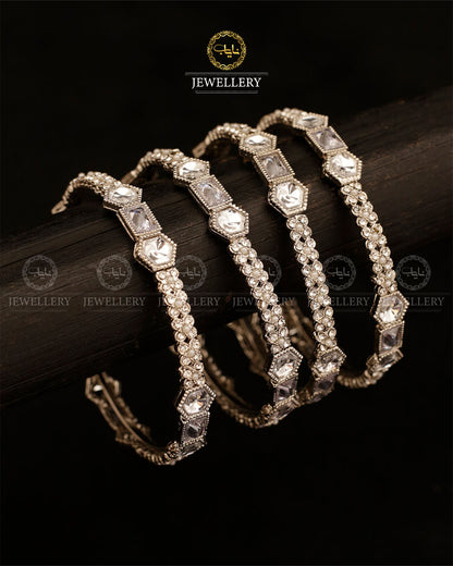 Nida 4 Pcs uncut Bangles set Silver BL-506