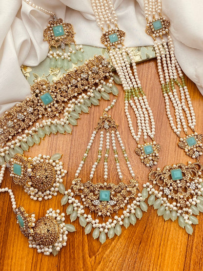 Egyptian 6 pcs Bridal Double Necklace with Jhumkaz NJ-1918 Nayab Jewellery