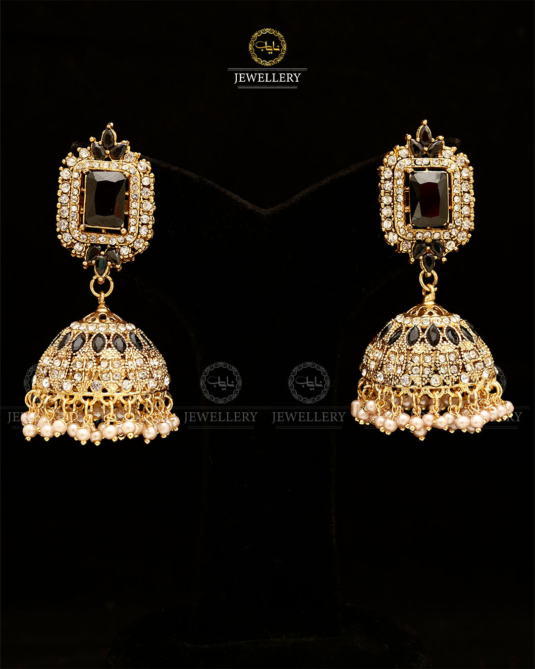 Zarcon Saqure Stone Jhumka-2861-Golden