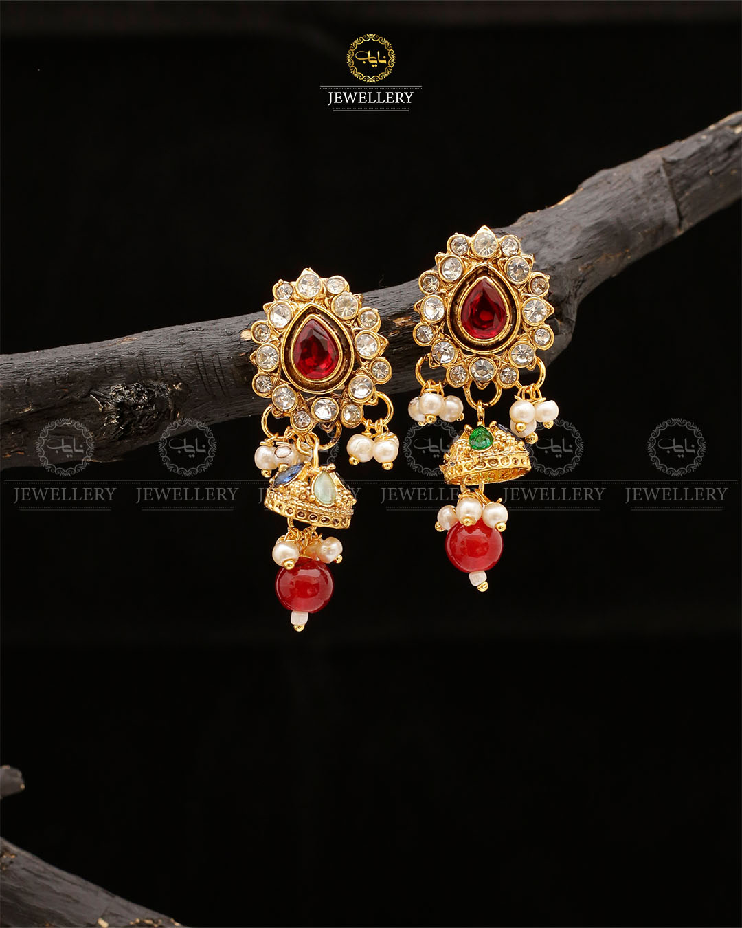 Uncut Small Jhumki-2554-Golden Nayab Jewellery