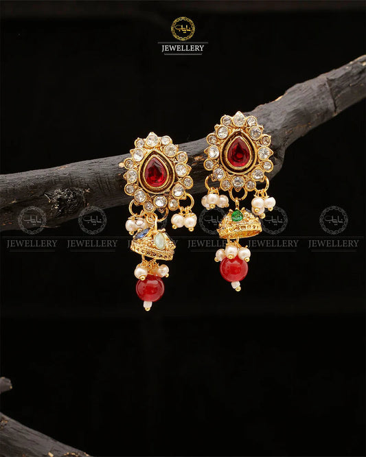Uncut Small Jhumki-2554-Golden Nayab Jewellery