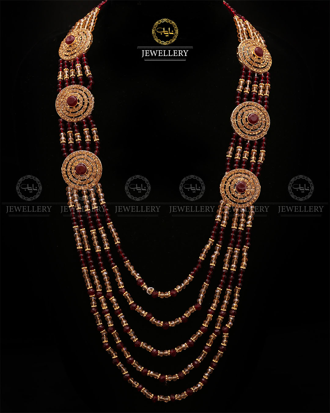 Bridal Broch Mala (with out Earrings)-2731-Golden Nayab Jewellery