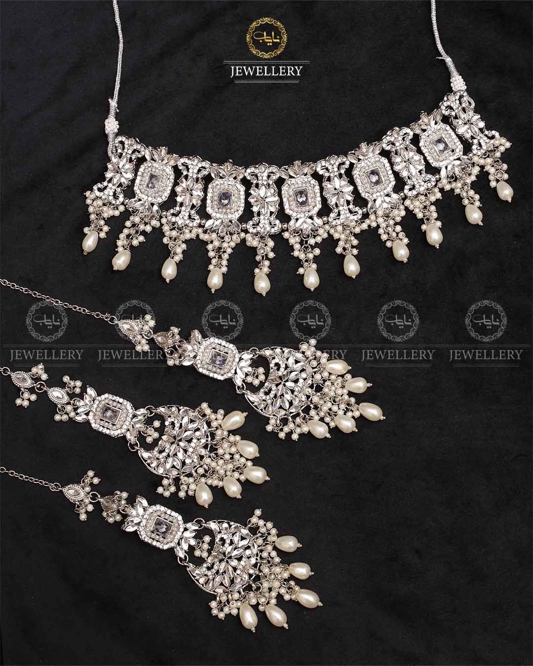 Kundan Collar (flexible) set with sahara Earrings Tika NJ-1904-S