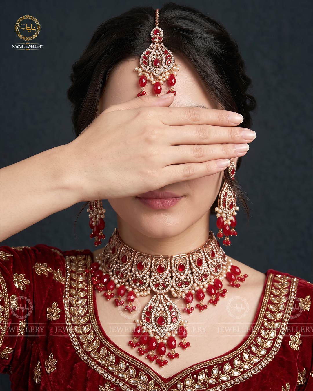 Rajhistani Zarcon Collar Necklace set-2332