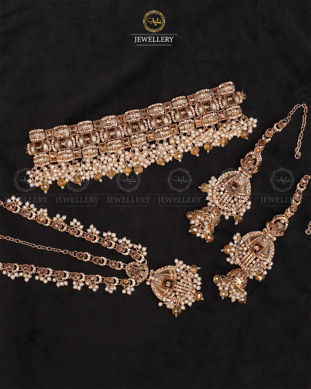 Rajwadi Chokar Bridal set with matha patti-2254-Golden